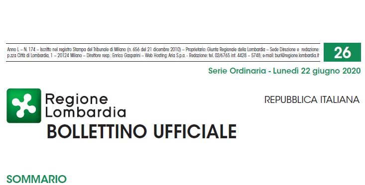 Regione Lombardia. Bollettino Ufficiale del Lunedì 22 Giugno 2020
