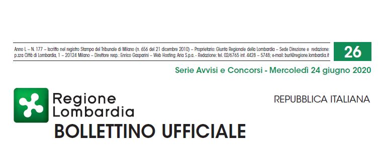 Regione Lombardia. Bollettino Ufficiale. Serie Avvisi e Concorsi 24 giugno 2020. Parte 3