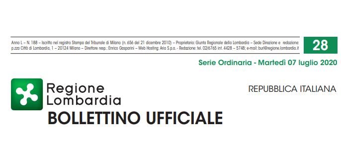 Regione Lombardia. Bollettino Ufficiale. Martedì 7 Luglio 2020