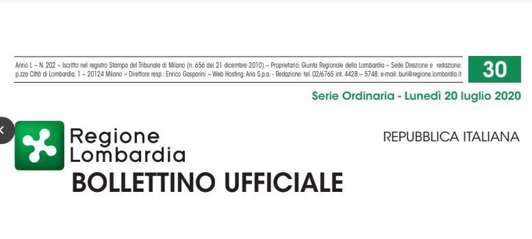 Regione Lombardia. Bollettino Ufficiale. Lunedì 20 Luglio 2020