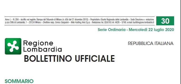 Regione Lombardia. Bollettino Ufficiale. Mercoledì 22 Luglio 2020