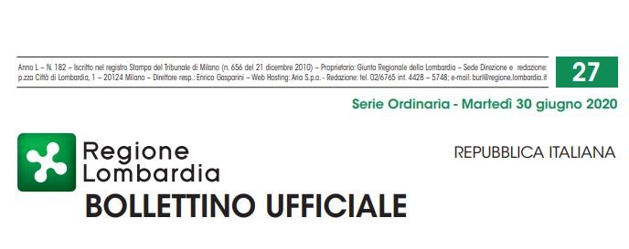 Regione Lombardia. Bollettino Ufficiale. Martedì 30 Giugno 2020
