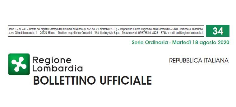 Regione Lombardia. Bollettino Ufficiale. Martedì 18 Agosto 2020