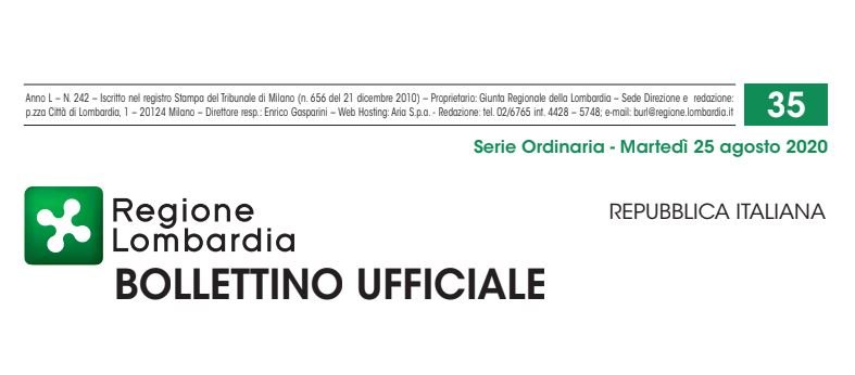 Regione Lombardia. Bollettino Ufficiale. Martedì 25 Agosto 2020
