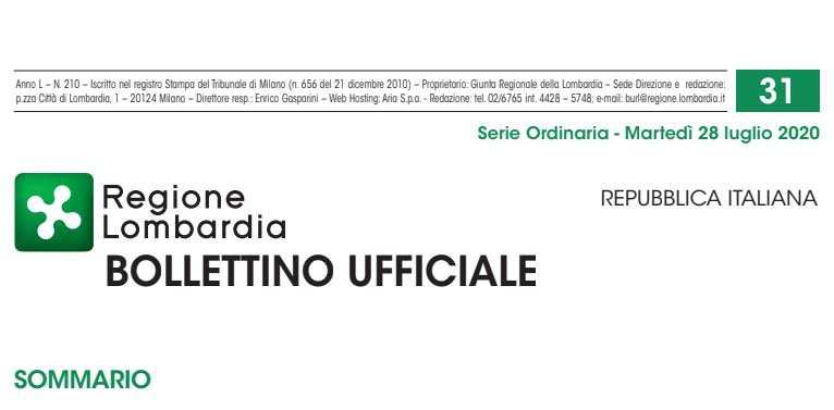 Regione Lombardia. Bollettino Ufficiale. Martedì 28 Luglio 2020