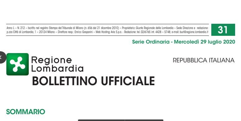 Regione Lombardia. Bollettino Ufficiale. Mercoledì 29 Luglio 2020