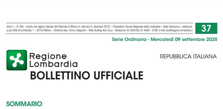 Regione Lombardia. Bollettino Ufficiale. Mercoledì 9 Settembre 2020