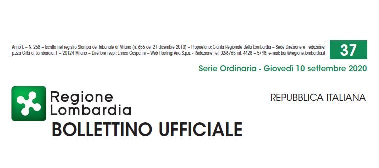 Regione Lombardia. Bollettino Ufficiale. Giovedì 10 Settembre 2020