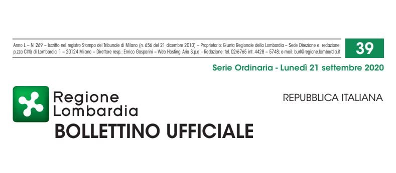 Regione Lombardia. Bollettino Ufficiale. Lunedì 21 Settembre 2020