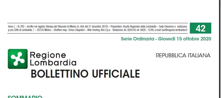 Regione Lombardia. Bollettino Ufficiale. Giovedì 15 Ottobre 2020