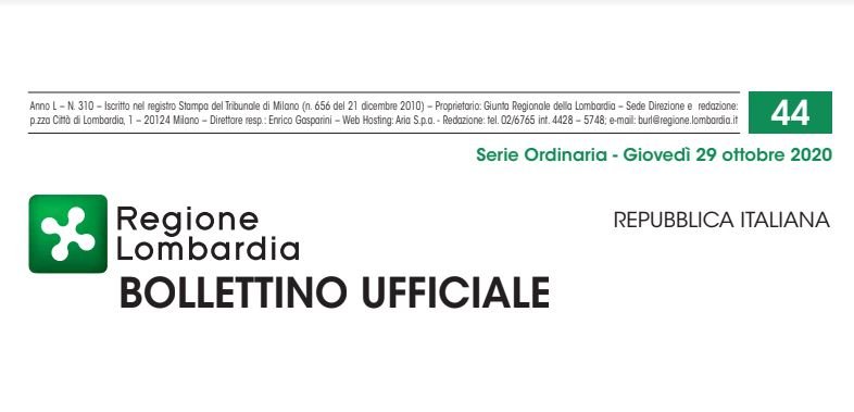 Regione Lombardia. Bollettino Ufficiale. Giovedì 29 Ottobre 2020