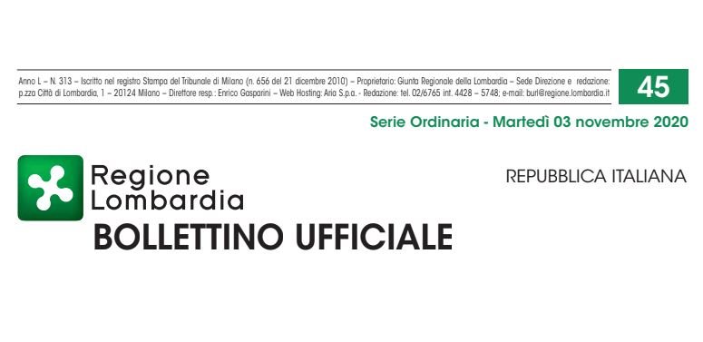 Regione Lombardia. Bollettino Ufficiale. Martedì 03 Novembre 2020