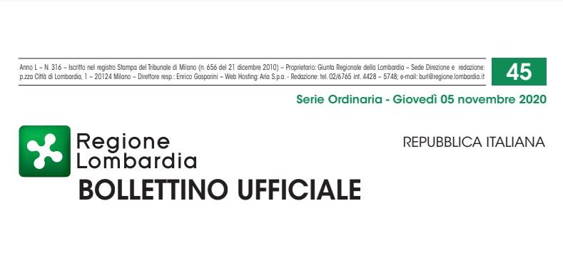 Regione Lombardia. Bollettino Ufficiale. Giovedì 05 Novembre 2020