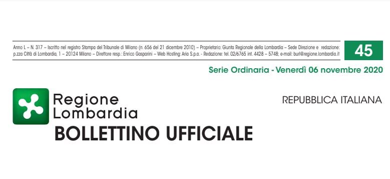 Regione Lombardia. Bollettino Ufficiale. Venerdì 06 Novembre 2020