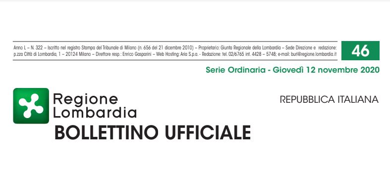 Regione Lombardia. Bollettino Ufficiale. Giovedì 12 Novembre 2020