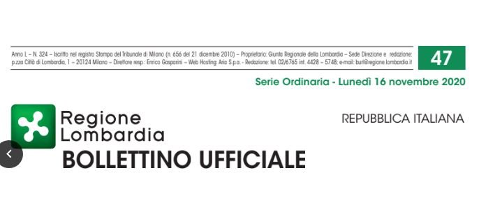 Regione Lombardia. Bollettino Ufficiale. Lunedì 16 Novembre 2020