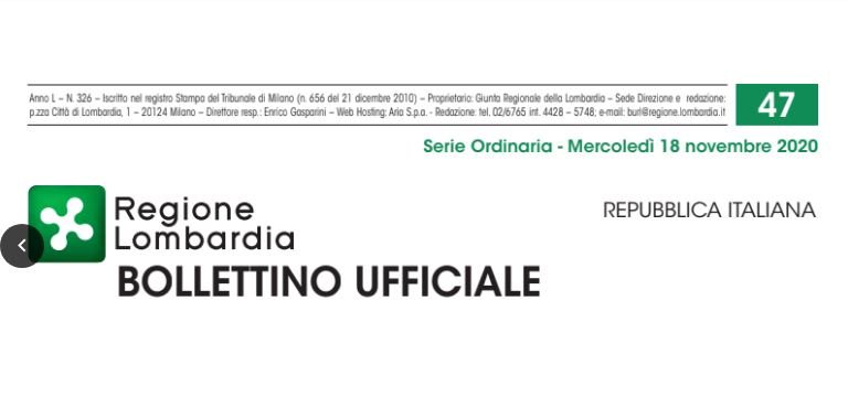 Regione Lombardia. Bollettino Ufficiale. Mercoledì 18 Novembre 2020
