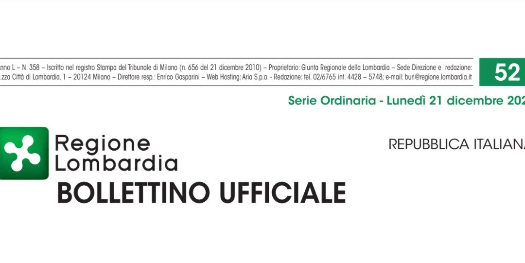 Regione Lombardia. Bollettino Ufficiale. Lunedì 21 Dicembre 2020