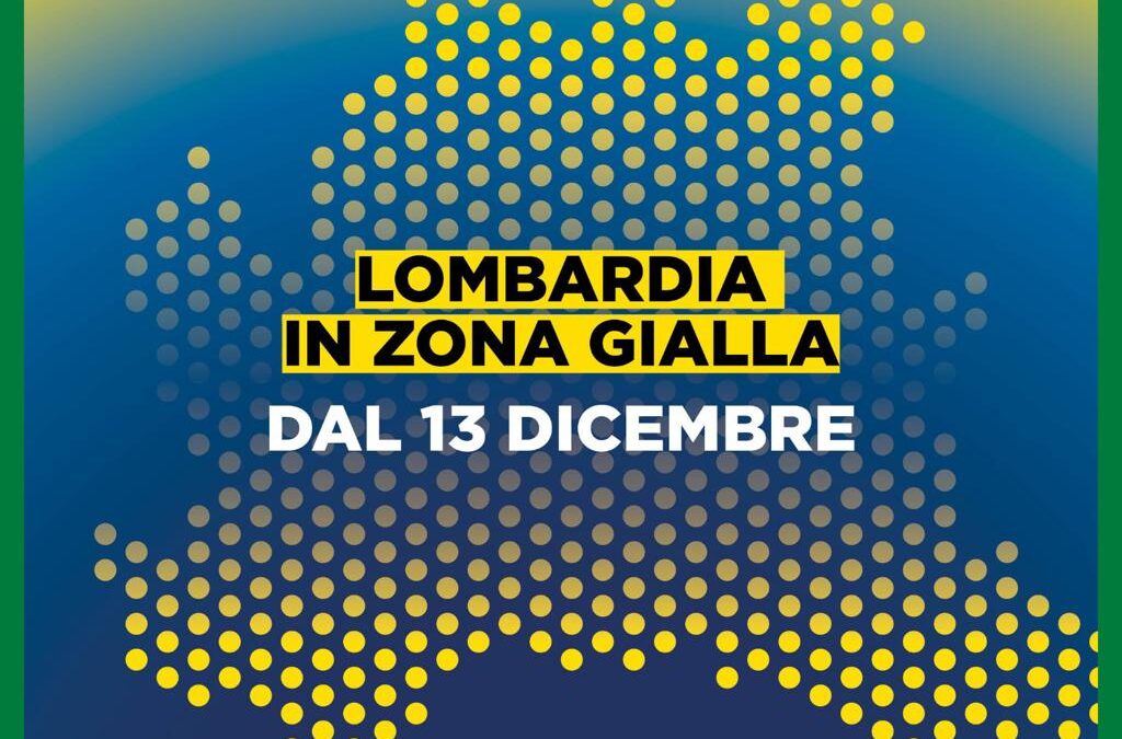 Conflombardia. Lombardia in zona gialla dal 13 dicembre.