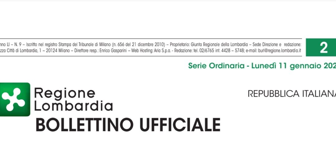 Regione Lombardia. Bollettino Ufficiale. Lunedì 11 Gennaio 2021