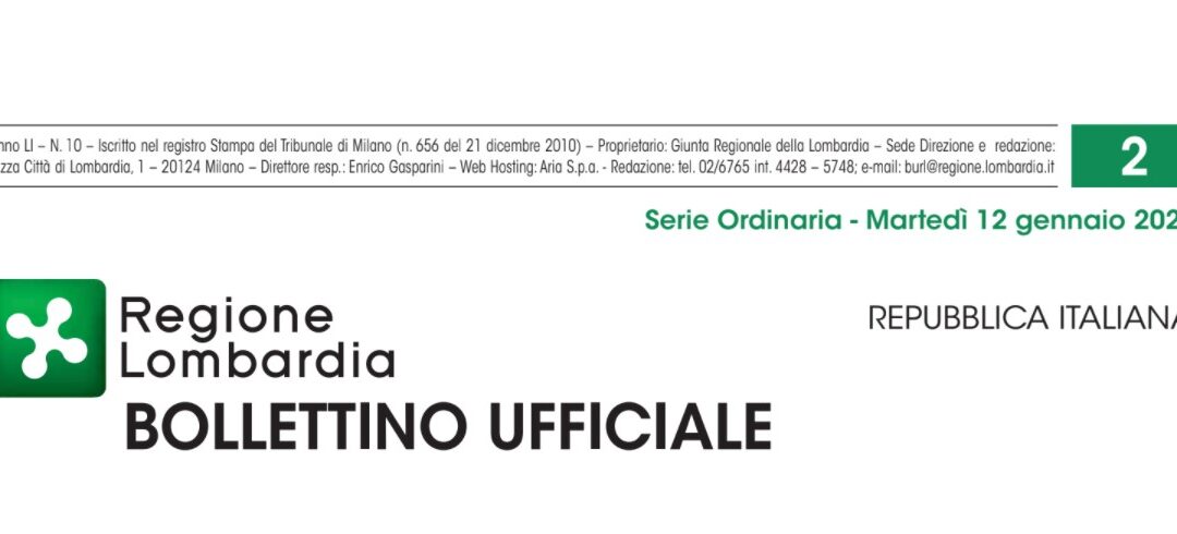 Regione Lombardia. Bollettino Ufficiale. Martedì 12 Gennaio 2021