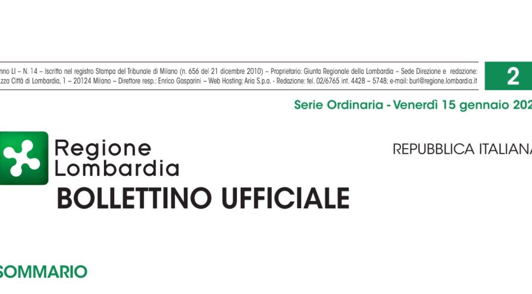Regione Lombardia. Bollettino Ufficiale. Venerdì 15 Gennaio 2021