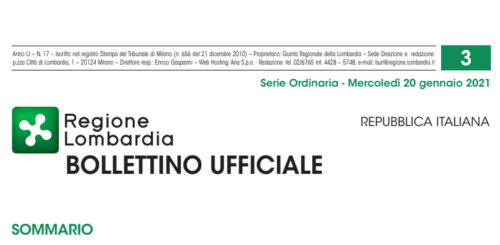 Regione Lombardia. Bollettino Ufficiale. Mercoledì 20 Gennaio 2021
