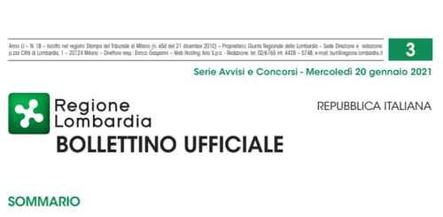 Regione Lombardia. Avvisi e Concorsi. Mercoledì 20 Gennaio 2021
