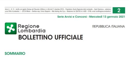 Regione Lombardia. Avvisi e Concorsi. Mercoledì 13 Gennaio 2021 Espropri e Varie