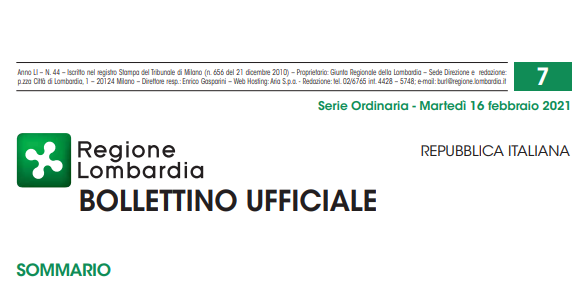 Regione Lombardia. Bollettino Ufficiale. Martedì 16 Febbraio 2021