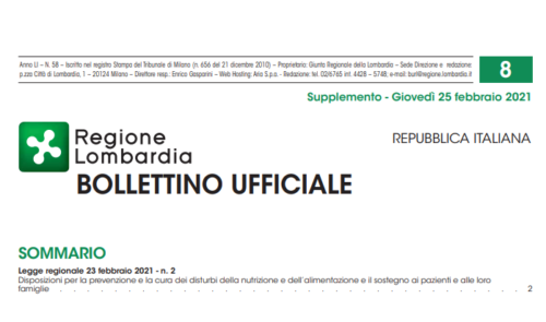 Regione Lombardia. Bollettino Ufficiale Supplemento. Giovedì 25 Febbraio 2021