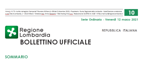 Regione Lombardia. Bollettino Ufficiale. Venerdì 12 Marzo 2021