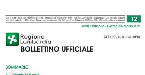 Regione Lombardia. Bollettino Ufficiale. Giovedì 25 Marzo 2021