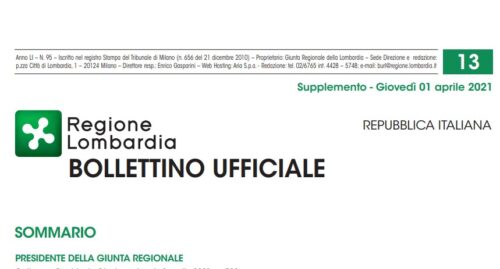 Regione Lombardia. Bollettino Ufficiale. Supplemento Giovedì 01 Aprile 2021
