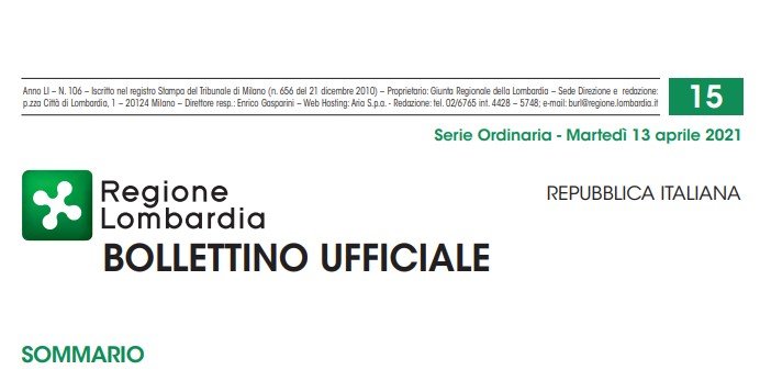 Regione Lombardia. Bollettino Ufficiale. Martedì 13 Aprile 2021