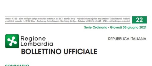 Regione Lombardia. Bollettino Ufficiale. Giovedì 03 Giugno 2021