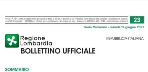 Regione Lombardia. Bollettino Ufficiale. Lunedì 07 Giugno 2021