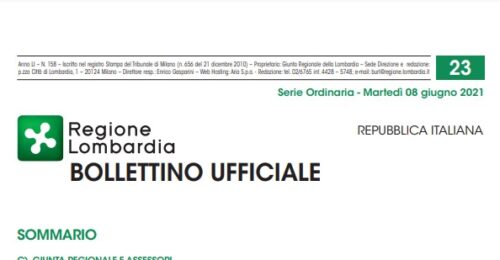 Regione Lombardia. Bollettino Ufficiale. Martedì 08 Giugno 2021