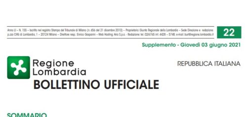 Regione Lombardia. Bollettino Ufficiale. Supplemento Giovedì 03 Giugno 2021