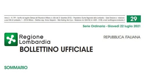 Regione Lombardia. Bollettino Ufficiale. Giovedì 22 Luglio 2021