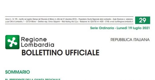 Regione Lombardia. Bollettino Ufficiale. Lunedì 19 Luglio 2021