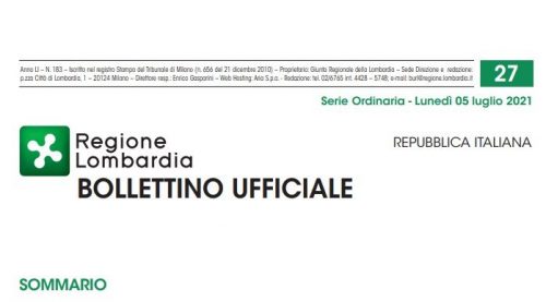 Regione Lombardia. Bollettino Ufficiale. Lunedì 05 Luglio 2021