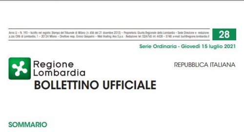 Regione Lombardia. Bollettino Ufficiale. Giovedì 15 Luglio 2021