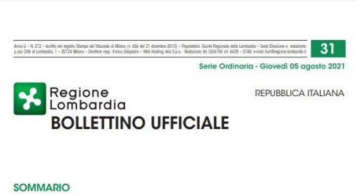 Regione Lombardia. Bollettino Ufficiale. Giovedì 05 Agosto 2021