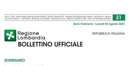 Regione Lombardia. Bollettino Ufficiale. Lunedì 02 Agosto 2021