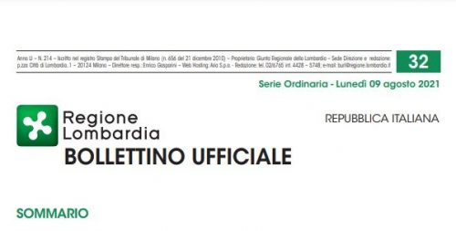 Regione Lombardia. Bollettino Ufficiale. Lunedì 09 Agosto 2021
