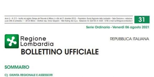 Regione Lombardia. Bollettino Ufficiale. Venerdì 06 Agosto 2021
