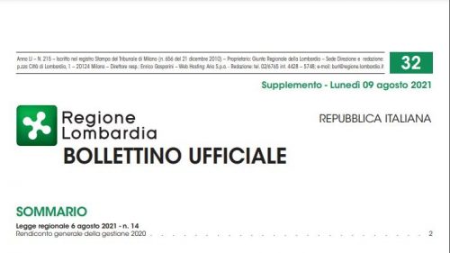 Regione Lombardia. Bollettino Ufficiale. Supplemento Lunedì 09 Agosto 2021.