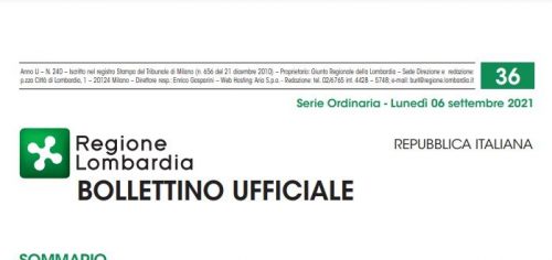 Regione Lombardia. Bollettino Ufficiale. Lunedì 06 Settembre 2021
