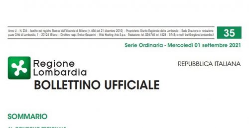 Regione Lombardia. Bollettino Ufficiale. Mercoledì 01 Settembre 2021